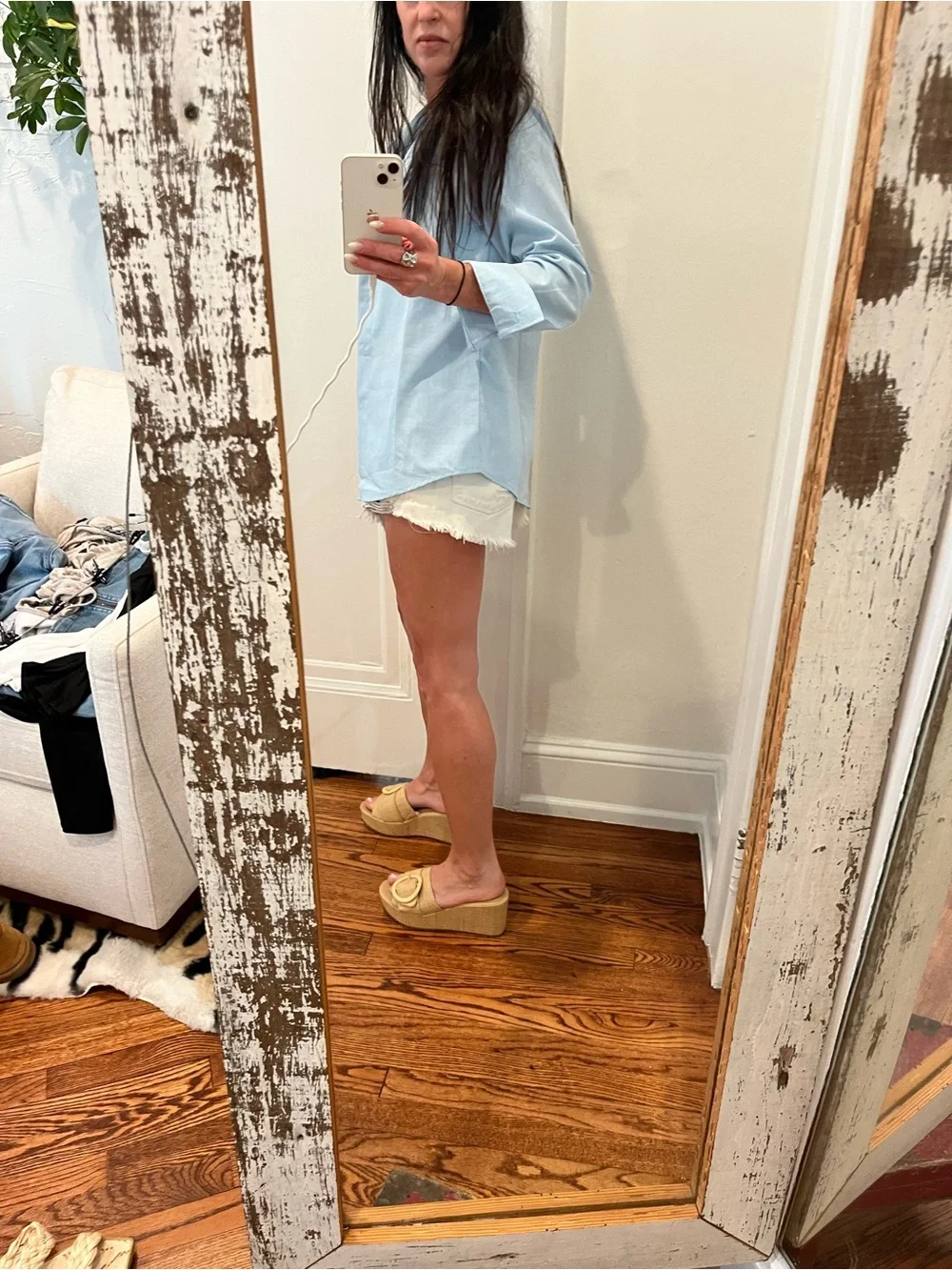 Light Blue Button-Down Shirt - Casual Oversized - Picture 4 of 6